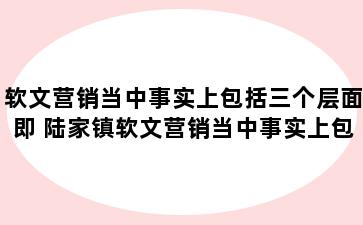 软文营销当中事实上包括三个层面即 陆家镇软文营销当中事实上包括三个层面即什么